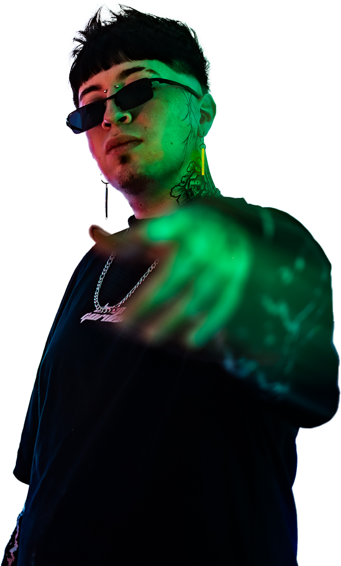 DJ Space Profile Photo - Artistic portrait with green lighting